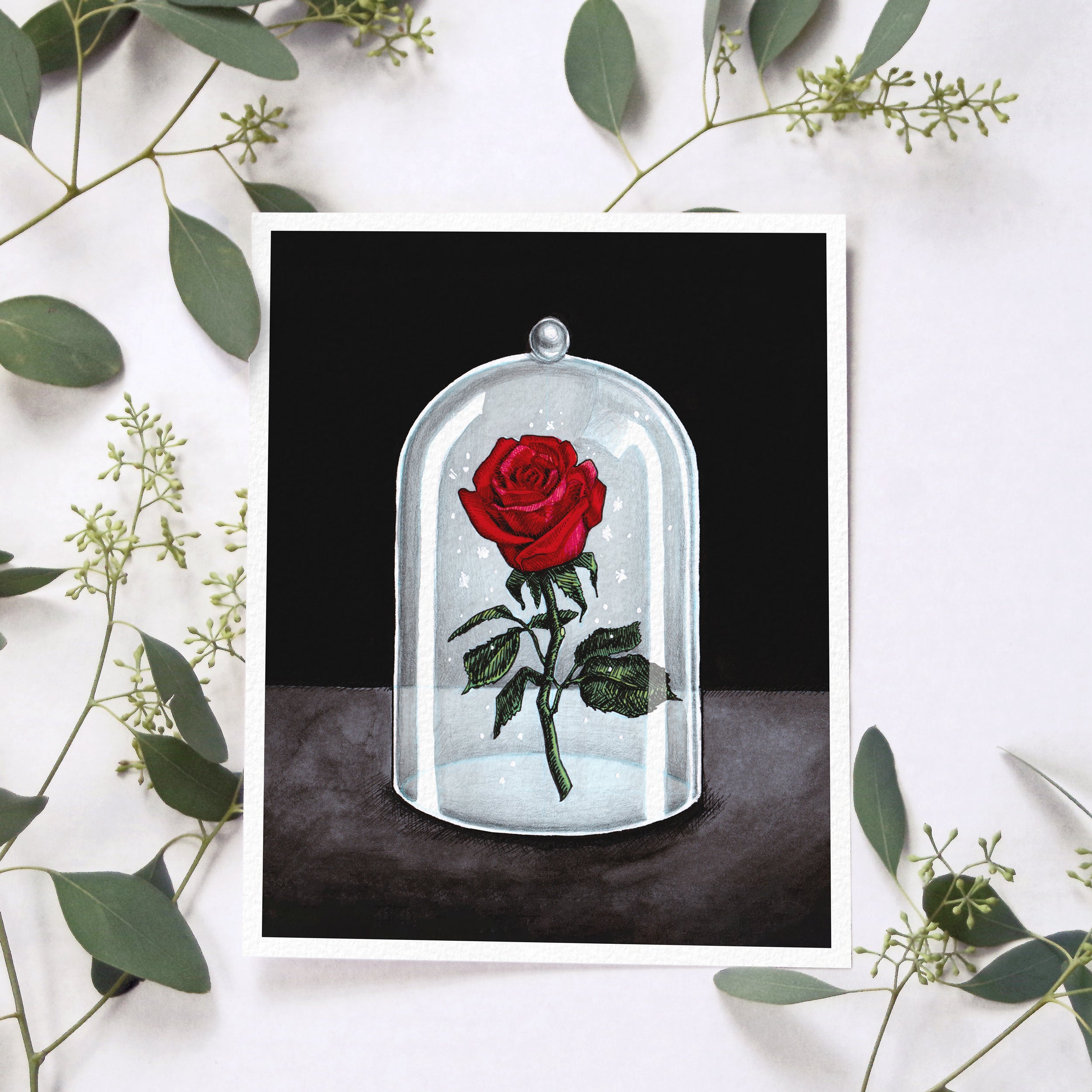 Beauty and the Beast Enchanted Rose Art Print