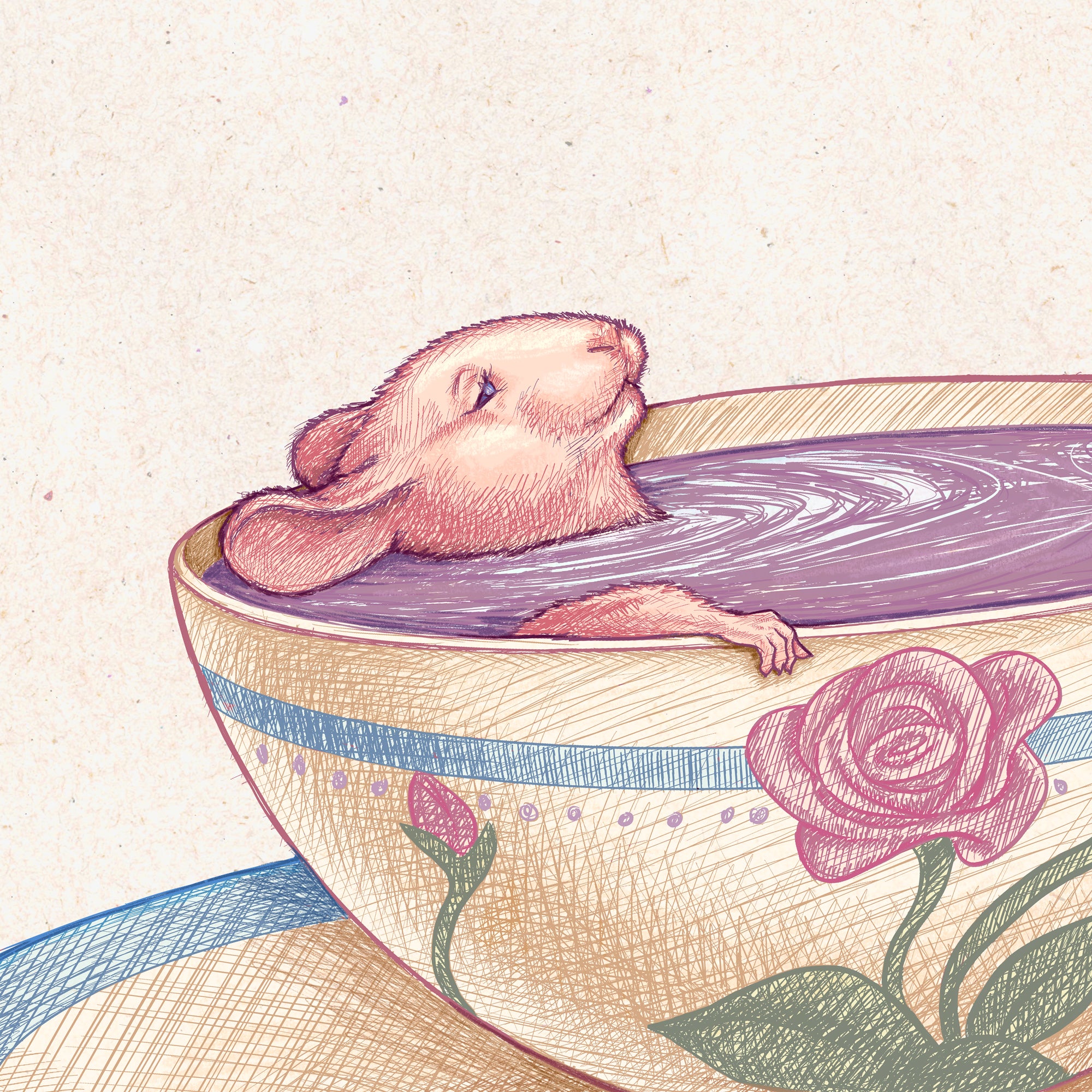 Mouse in Teacup Bath Art Print
