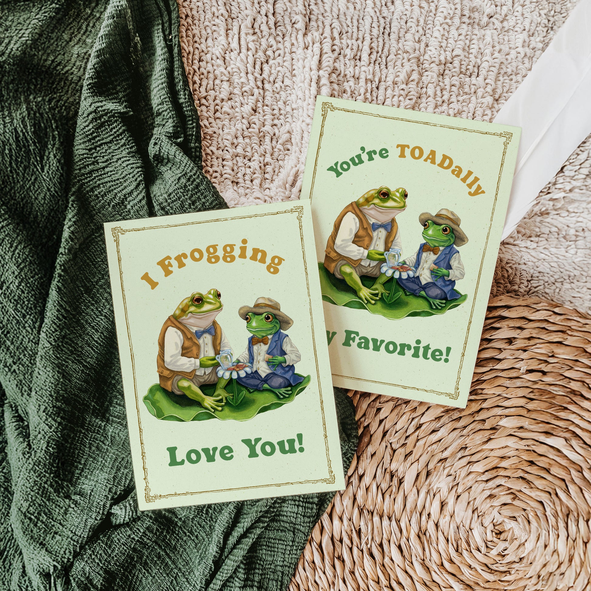 Frog and Toad Handmade Valentines Day greeting card by Kimro Studio