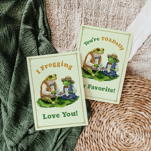 Frog and Toad Handmade Valentines Day greeting card by Kimro Studio