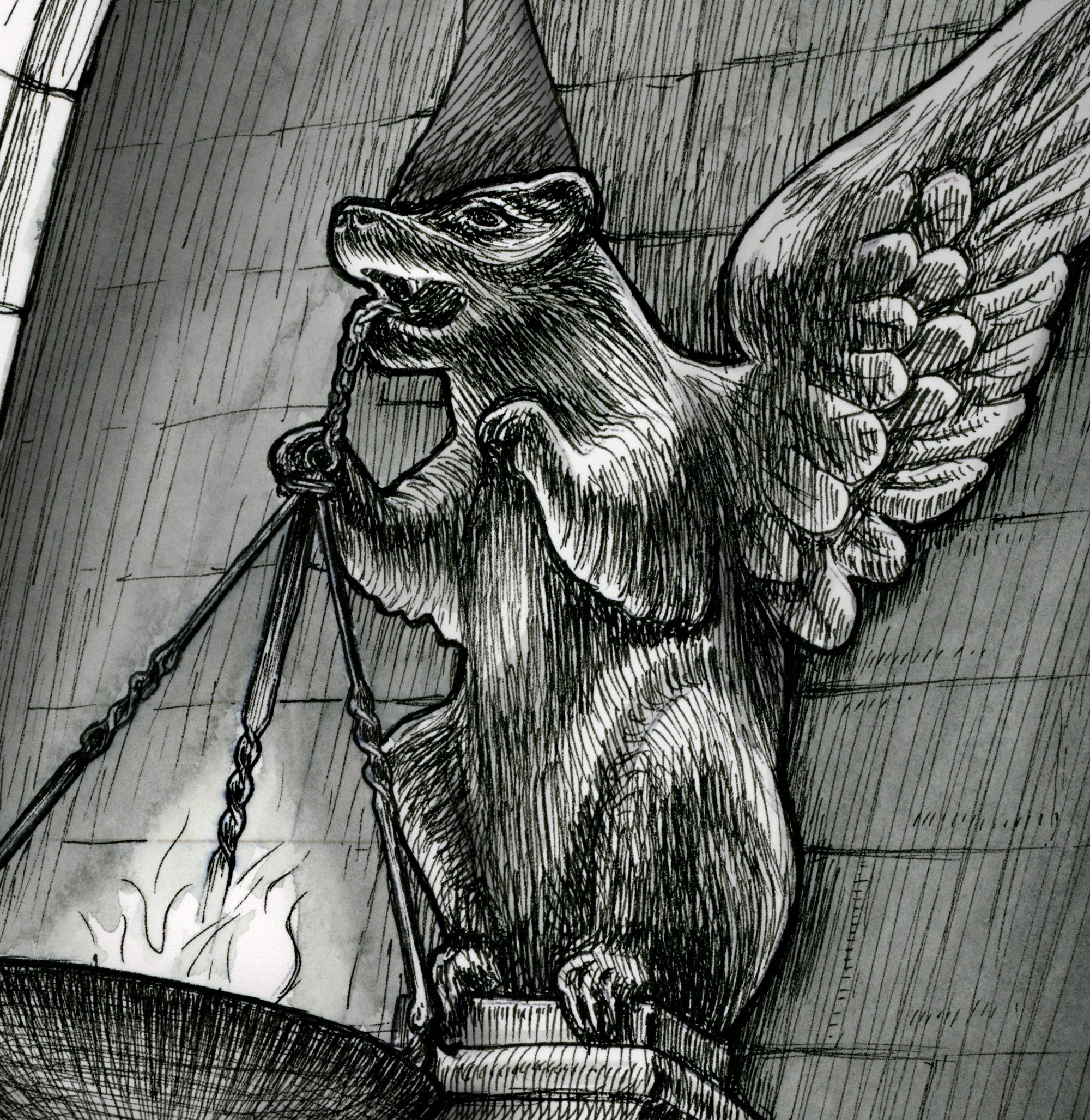 Hogwarts Hufflepuff House Gargoyle Art Print