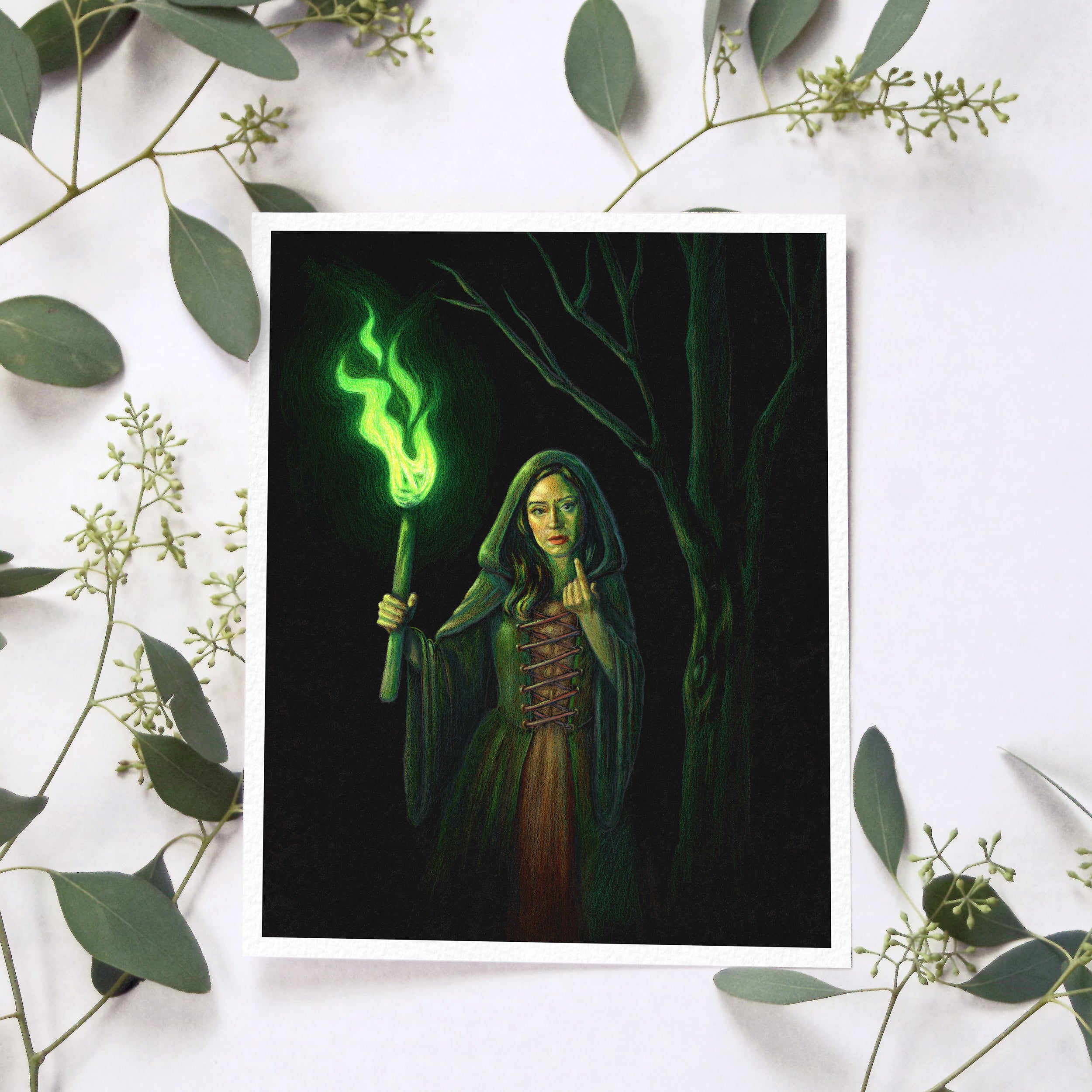 Lady Death Green Witch Art Print