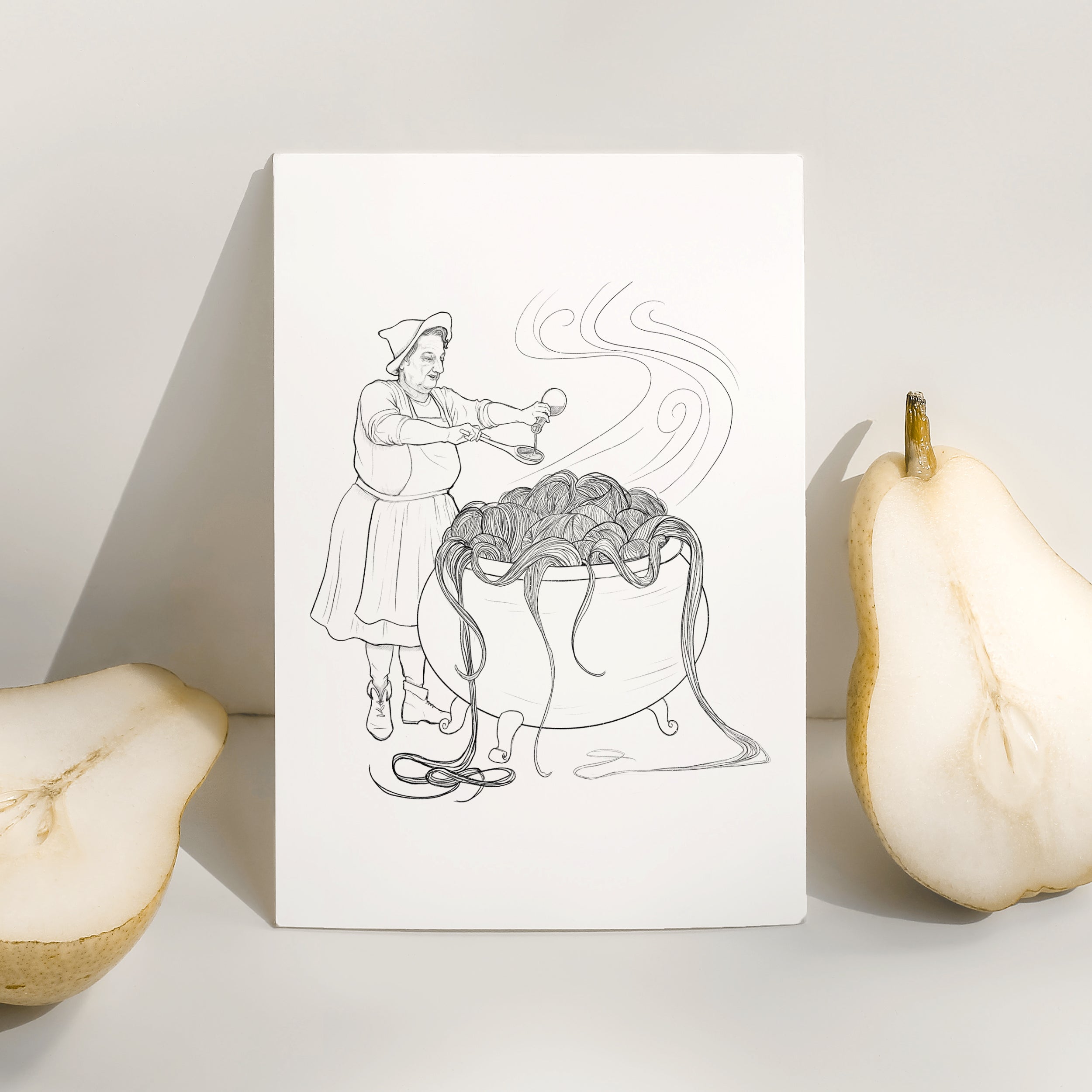 Pasta Cauldron Witch Art Print