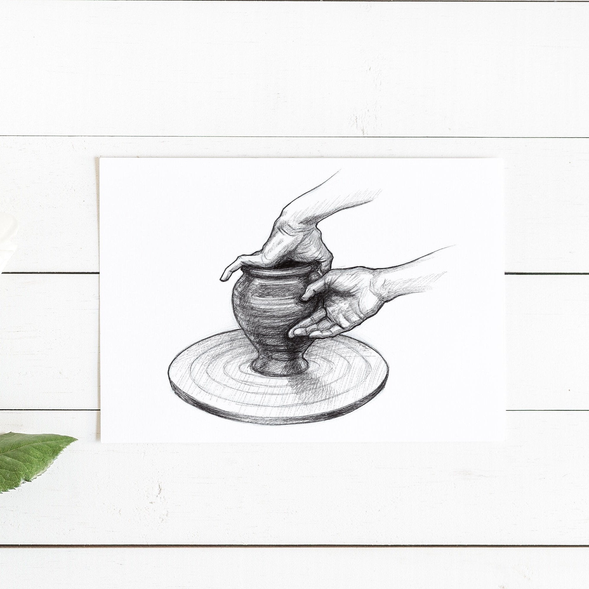 Throwing Pottery on the Wheel Art Print