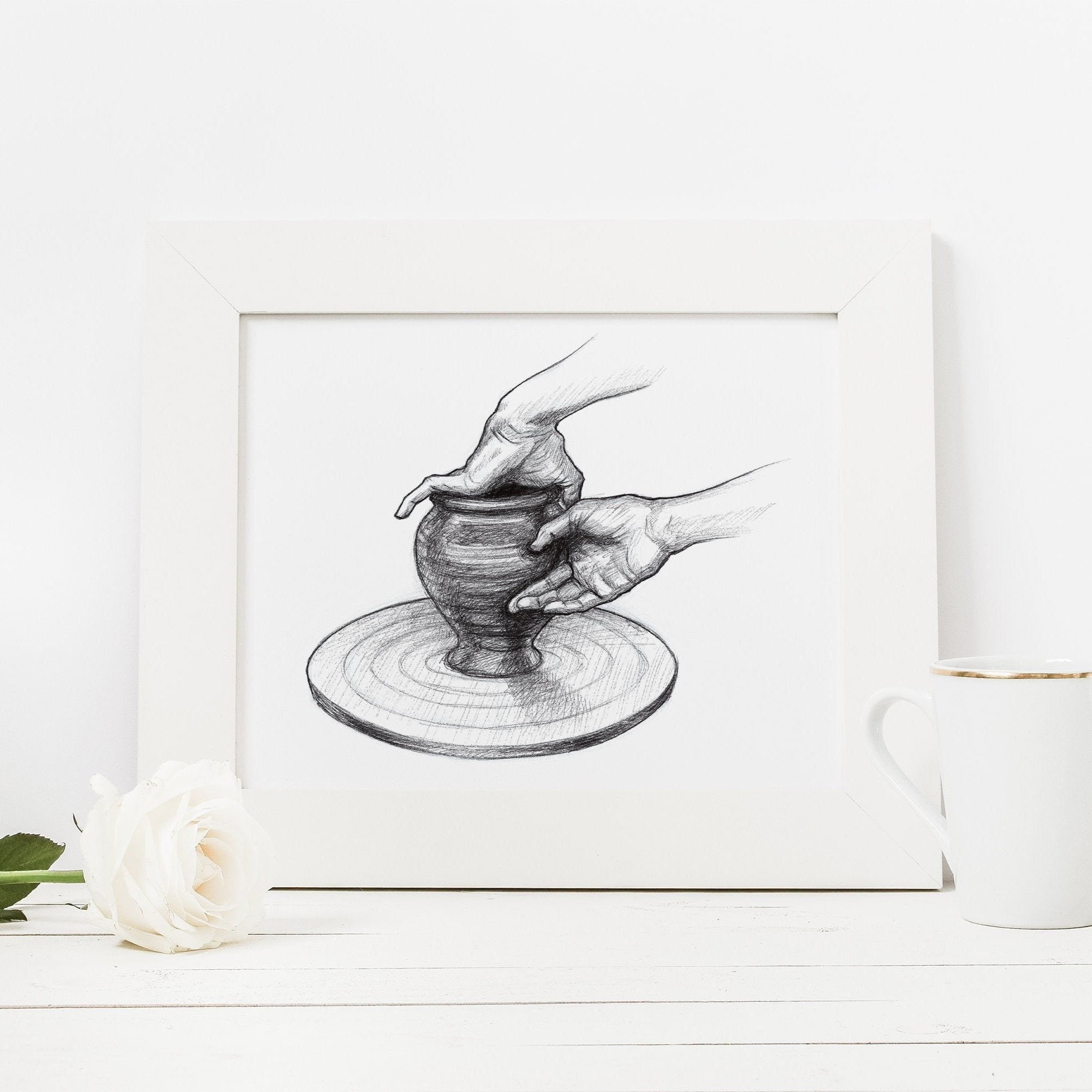 Throwing Pottery on the Wheel Art Print