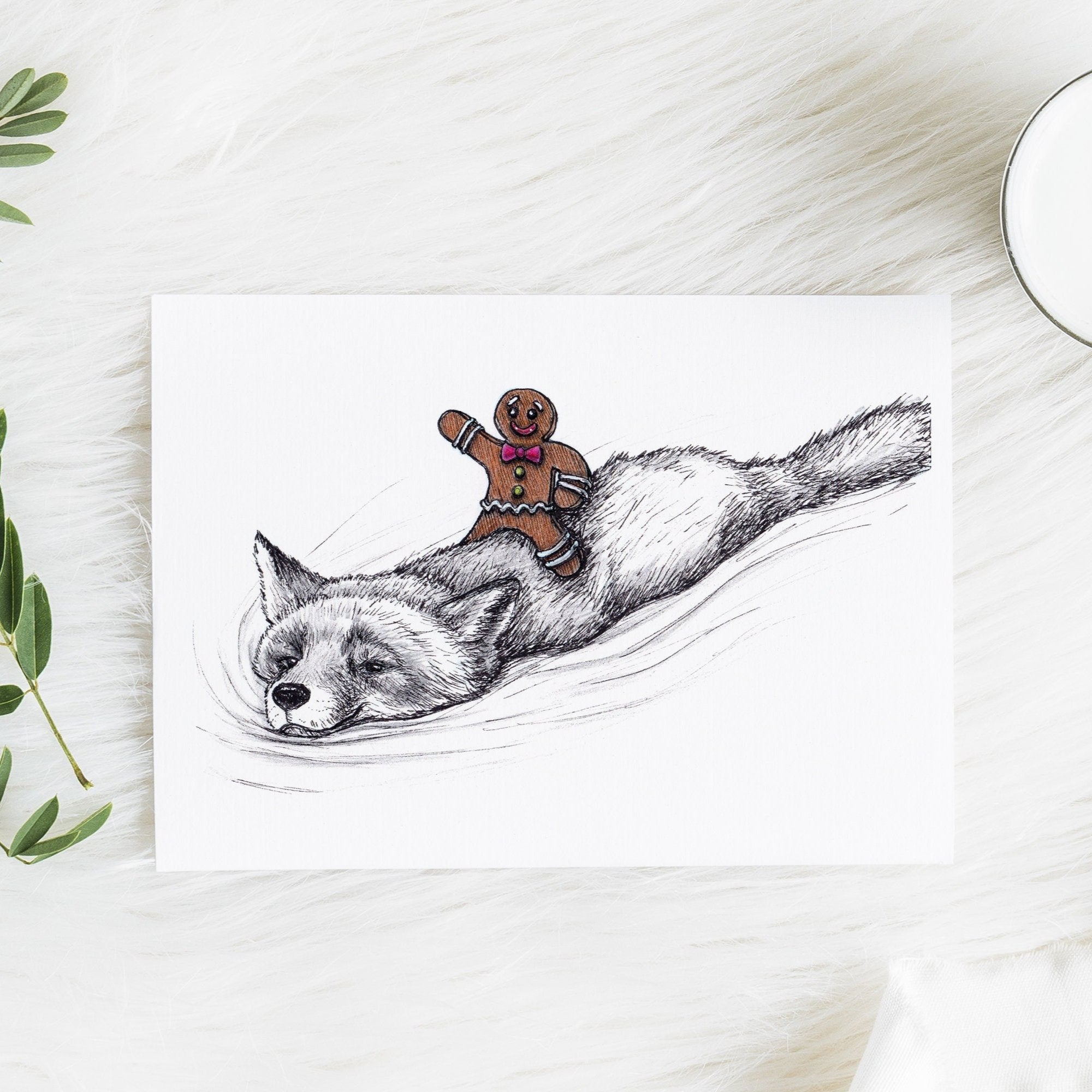 Gingerbread Man on Fox Back Art Print
