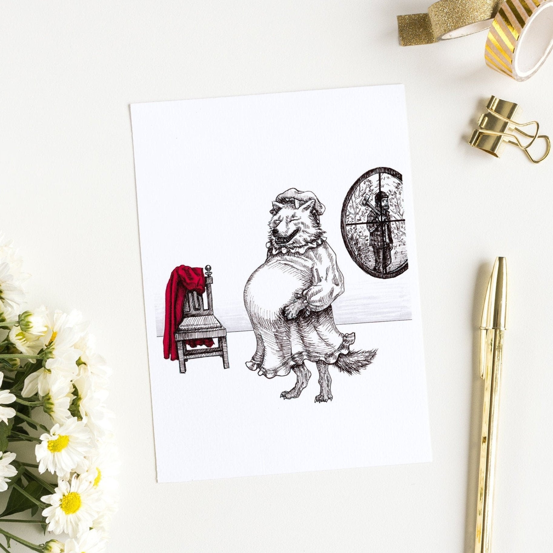 Big Bad Wolf Granny Art Print