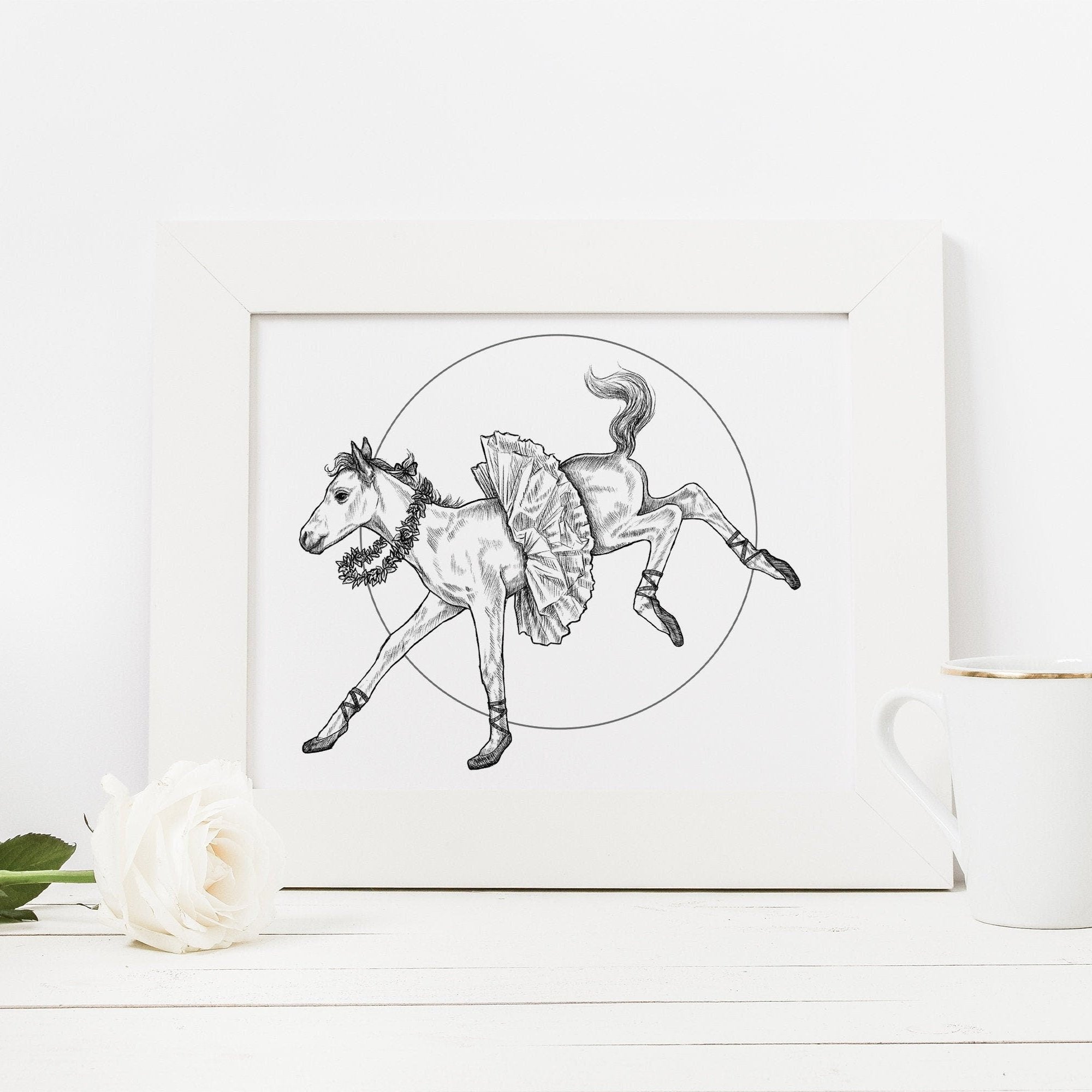 Ballerina Horse in Pointe Shoes Art Print
