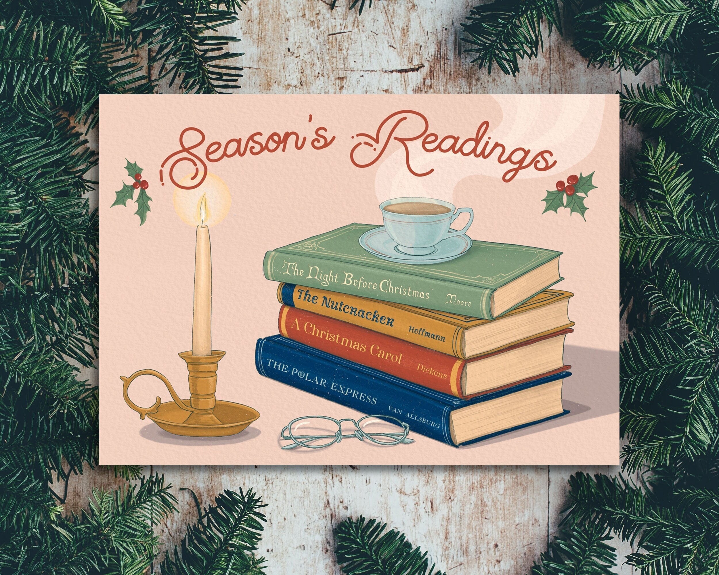 Bookish Classic Christmas Card